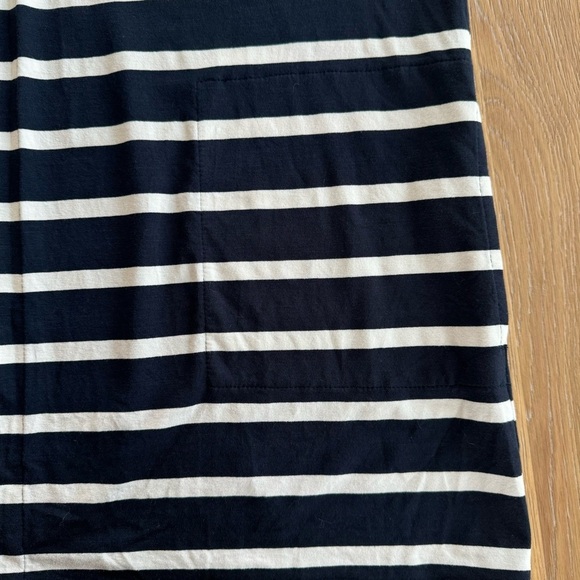 J. Jill Wearever Women’s Striped Long Cardigan Navy Blue Medium Knit Jersey - Picture 5 of 8